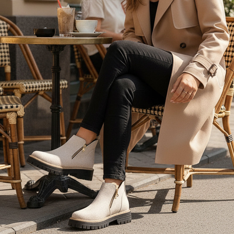 🔥Black-Friday-Mega-Angebot – 50 % Rabatt!🥾✨Damenschuhe mit runder Spitze und Reißverschluss, für alle Fußformen geeignet