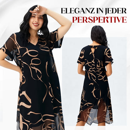 Fließendes Maxikleid mit V-Ausschnitt und Print