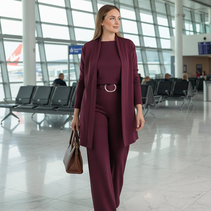 🍁 Neu im Herbst/Winter! | Nur noch 1 Tag: -50 % ⏳ 3-teiliges Set aus Longline-Cardigan, Top & Hose