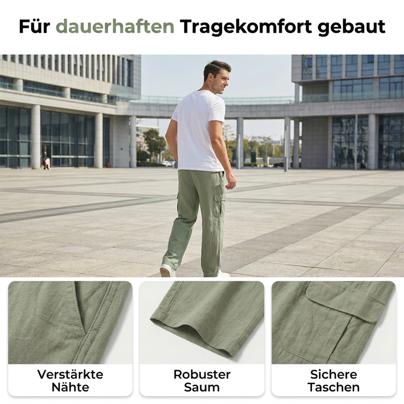 📢📢Letzter Tag – 50 % Rabatt!! ⏰Herren Cargo-Hose aus Baumwolle & Leinen 🌿 Locker, Atmungsaktiv & Alltagstauglich