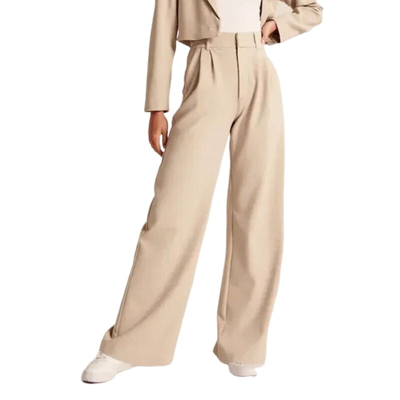 Fließende High-Waist Hose mit weitem Bein & Gürtel – Elegante, vielseitige Stoffhose 👖✨