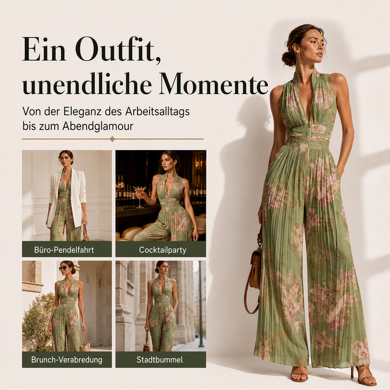 🔥 50 % Rabatt – Sexy Jumpsuit mit Wickel-Dekolleté – in Falten-Optik, lange & weite Beine – vielseitig für den stilvollen Auftritt 🌙