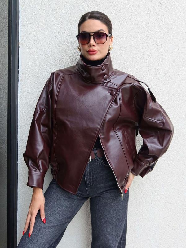 Modische Streetwear-Jacke aus Kunstleder – lässig & vielseitig kombinierbar 🧥✨