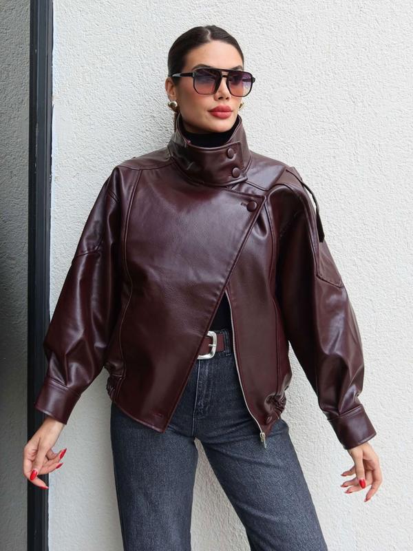 Modische Streetwear-Jacke aus Kunstleder – lässig & vielseitig kombinierbar 🧥✨