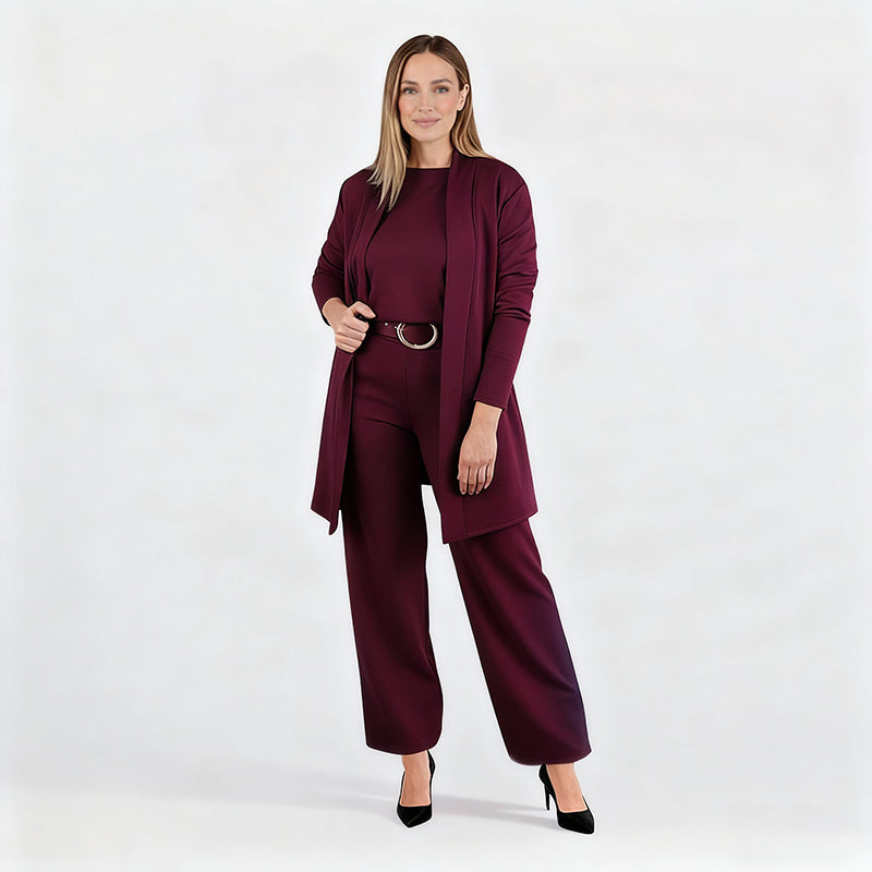 🍁 Neu im Herbst/Winter! | Nur noch 1 Tag: -50 % ⏳ 3-teiliges Set aus Longline-Cardigan, Top & Hose