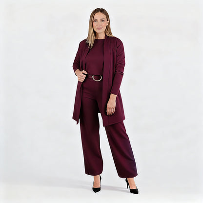 🍁 Neu im Herbst/Winter! | Nur noch 1 Tag: -50 % ⏳ 3-teiliges Set aus Longline-Cardigan, Top & Hose