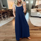 Ärmelloser Jumpsuit für Damen mit weitem Bein und Taschen