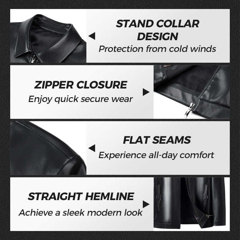 Klassische PU-Lederjacke für Herren mit Frontreißverschluss 🔥Business Casual Easy Match
