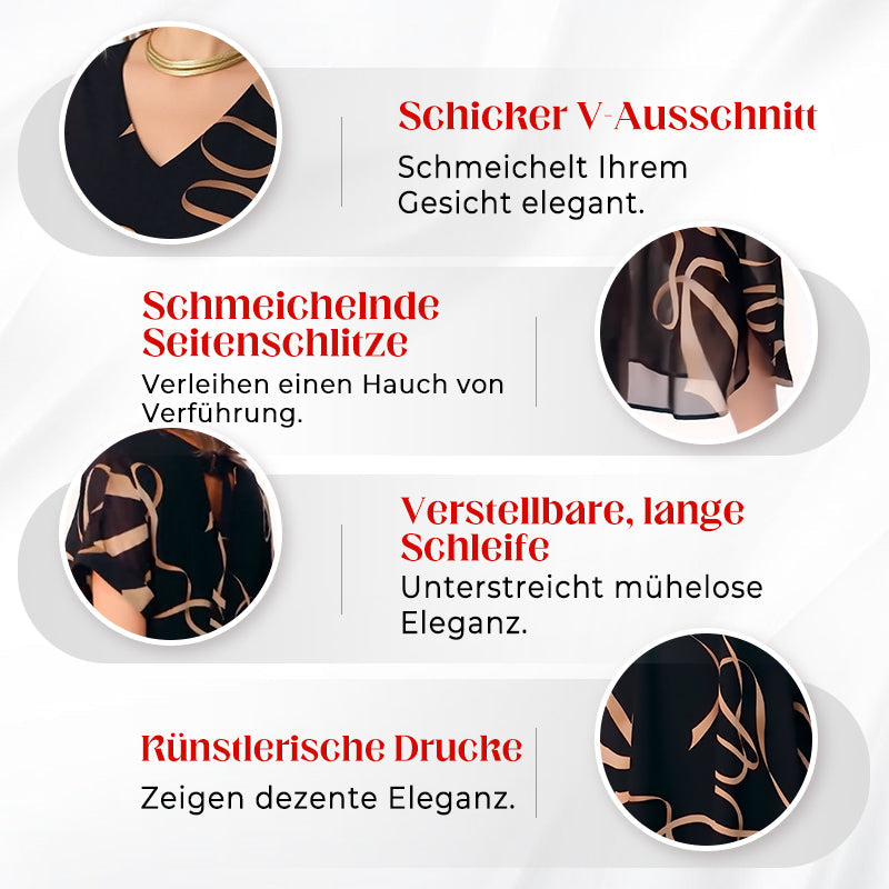Fließendes Maxikleid mit V-Ausschnitt und Print