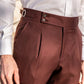 מכנסי קז'ואל גברים בצבע אחיד ברגליים ישרות
