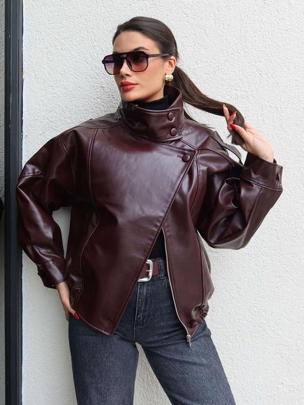 Modische Streetwear-Jacke aus Kunstleder – lässig & vielseitig kombinierbar 🧥✨