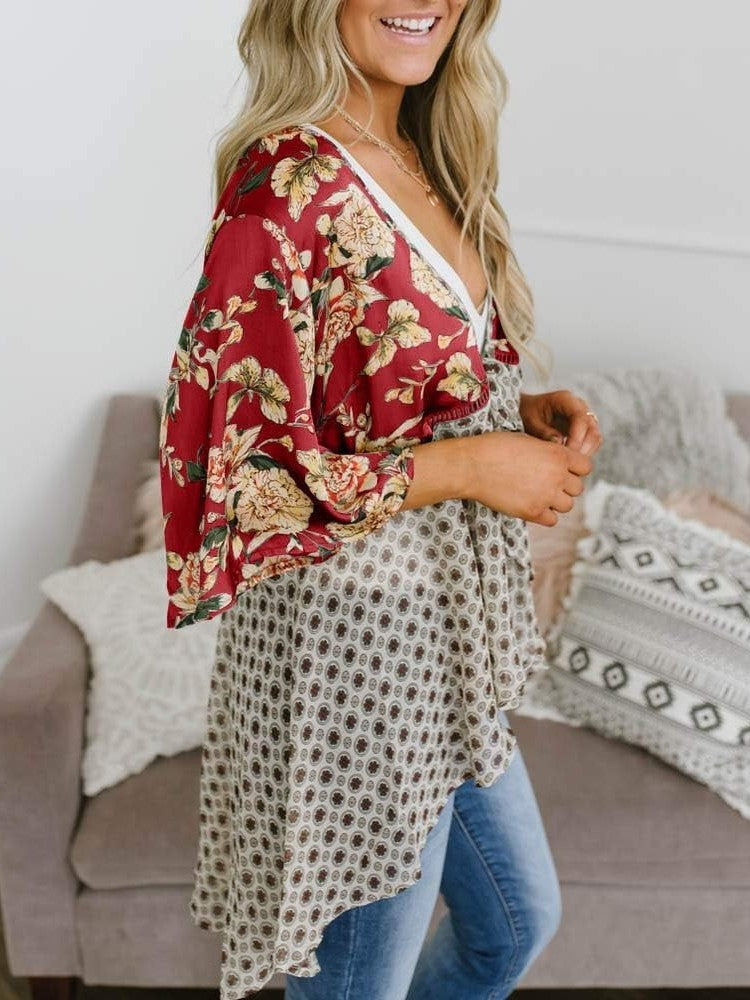 🌸Damen-Kimonos mit Blumenmuster, Rüschenärmeln und Bindegürtel – luftige Boho-Cardigans im lockeren Schnitt
