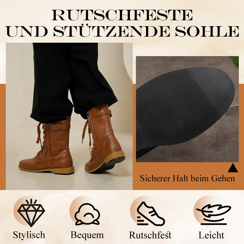 👢Vintage-Stiefel mit runder Kappe und seitlichem Reißverschluss
