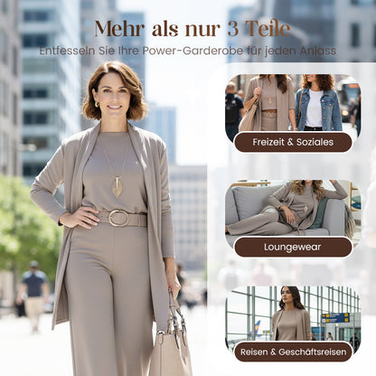 🍁 Neu im Herbst/Winter! | Nur noch 1 Tag: -50 % ⏳ 3-teiliges Set aus Longline-Cardigan, Top & Hose