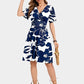 ⏰ 50 % RABATT – Nur für kurze Zeit 🌸 Damen Sommerkleid mit V-Ausschnitt ✨ Florales Muster, Rüschenärmel, Wickeloptik & Praktische Taschen