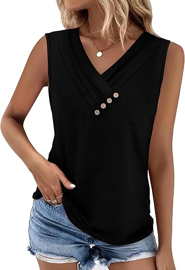 Einfarbiges V-Ausschnitt-Tanktop für Damen – atmungsaktiv & vielseitig