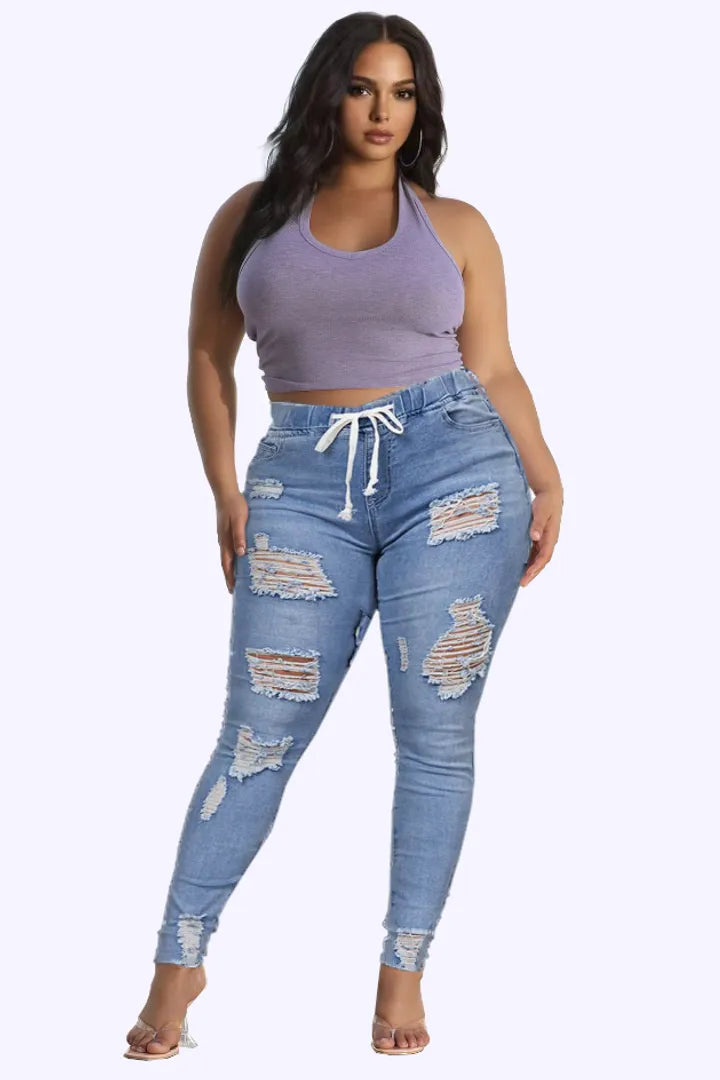 👖 50% RABATT! 🔥 Stretch-Skinny-Jeans mit Rissen – Figurbetont, Bequemer Stretch & Perfekt Für Einen Coolen Alltagslook 💙 Kostenloser Versand