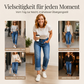⏰ 50 % RABATT – Nur für kurze Zeit ✨👖 Figurschmeichelnde Cropped Denim-Jeans mit hoher Taille & weiter Beinweite – 3-facher Knopfverschluss, umgeschlagene Säume & atmungsaktive Qualität