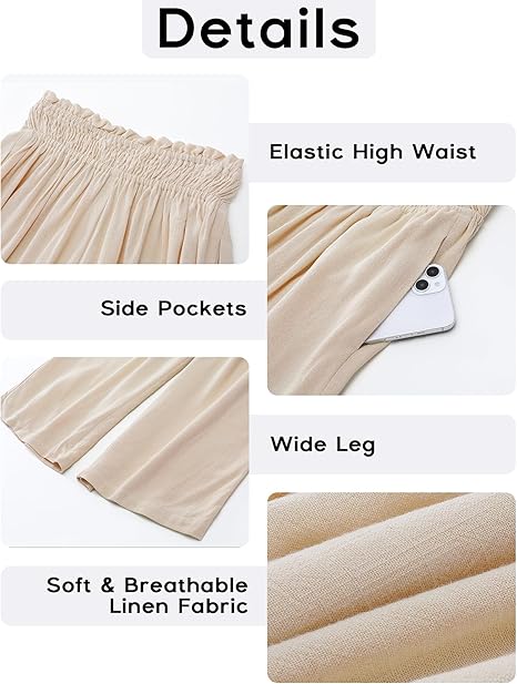 👖 Damen-Freizeithose – einfarbige Weitbeinhose mit hohem Bund, Kordelzug & Taschen, 7/8-Länge, bequem & vielseitig für Alltag & Sommer ☀️