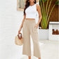 👖 Damen-Freizeithose – einfarbige Weitbeinhose mit hohem Bund, Kordelzug & Taschen, 7/8-Länge, bequem & vielseitig für Alltag & Sommer ☀️