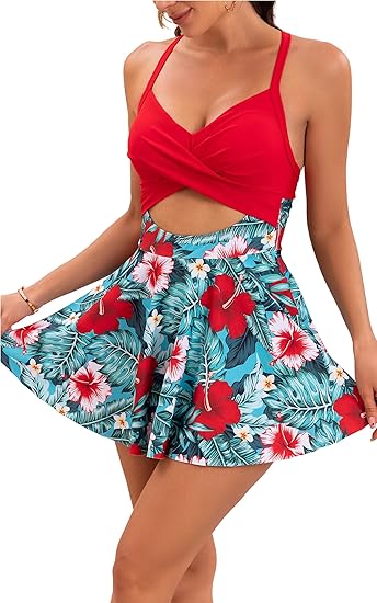 🩱 Damen-Badeanzug mit Cut-out und Rock