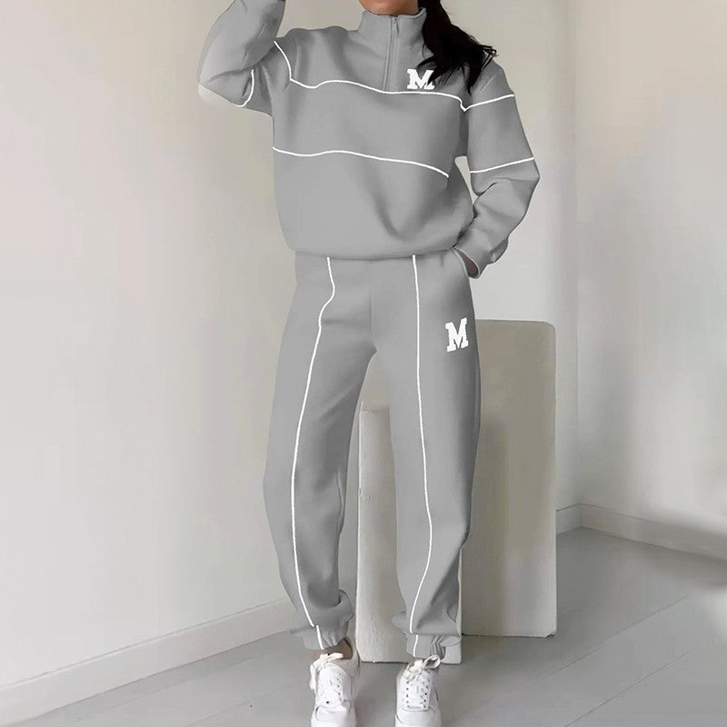 Lässiges Sweatshirt 2-teiliges Set mit Linie