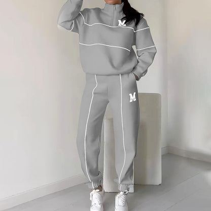 Lässiges Sweatshirt 2-teiliges Set mit Linie