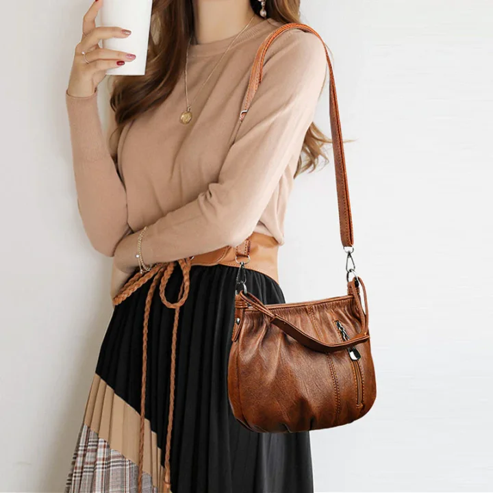 Damen Plissee-Handtasche aus weichem Material – Vielseitig tragbar als Hand-, Schulter- oder Umhängetasche 👜✨