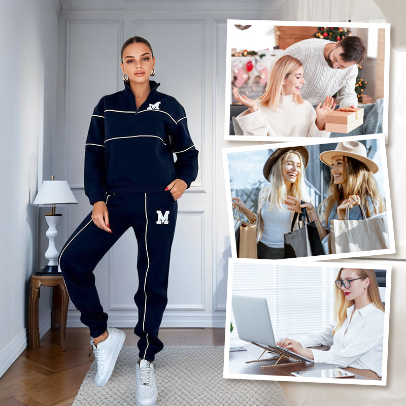 Lässiges Sweatshirt 2-teiliges Set mit Linie