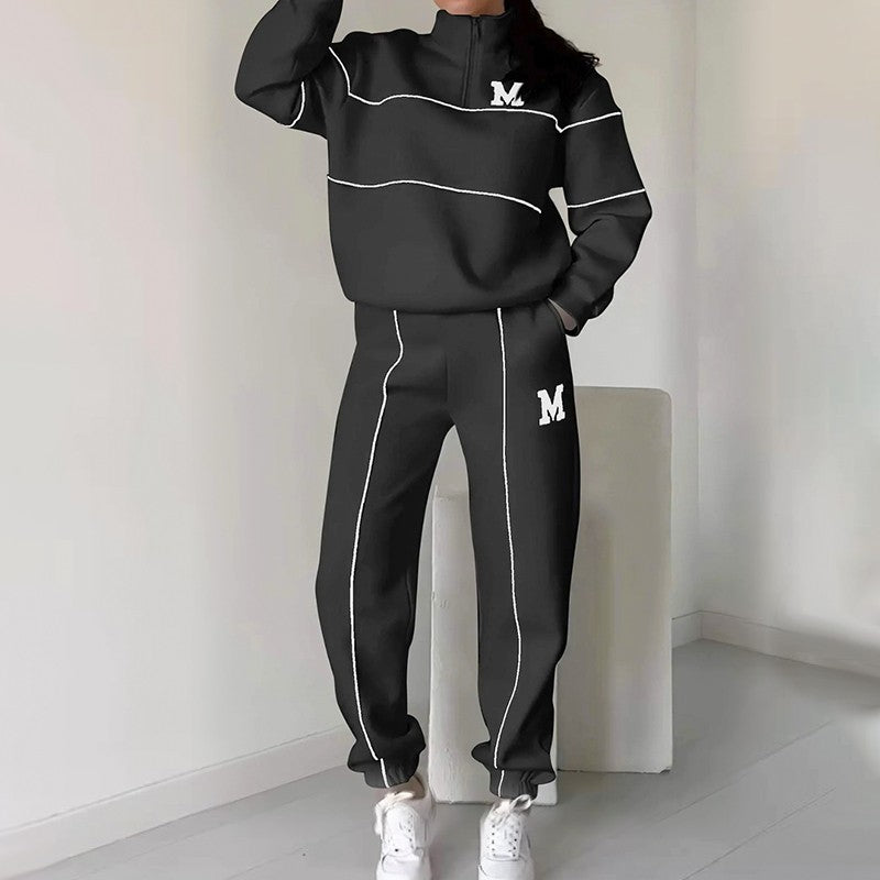 Lässiges Sweatshirt 2-teiliges Set mit Linie