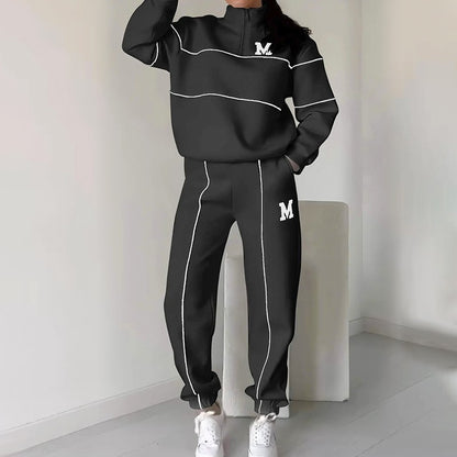 Lässiges Sweatshirt 2-teiliges Set mit Linie