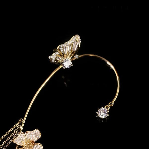 💕Valentinstags Special - 50% Rabatt💕Schlichte Ohrclips mit Schmetterlings- und Blumenmotiv & Quasten – Elegant & bequem, ohne Ohrloch 🌸🦋