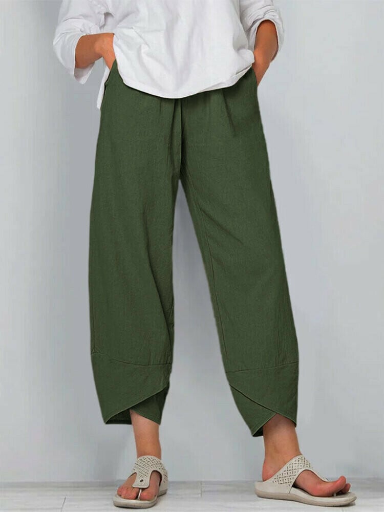 Vintage  asymmetrische elastische Taille Hosen