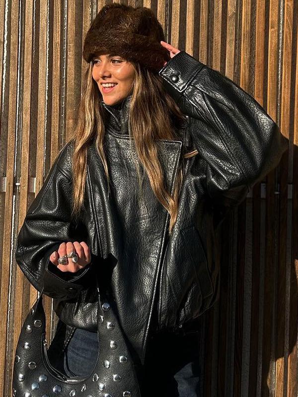 Modische Streetwear-Jacke aus Kunstleder – lässig & vielseitig kombinierbar 🧥✨