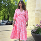 🎀 Damenkleid mit V-Ausschnitt und Print