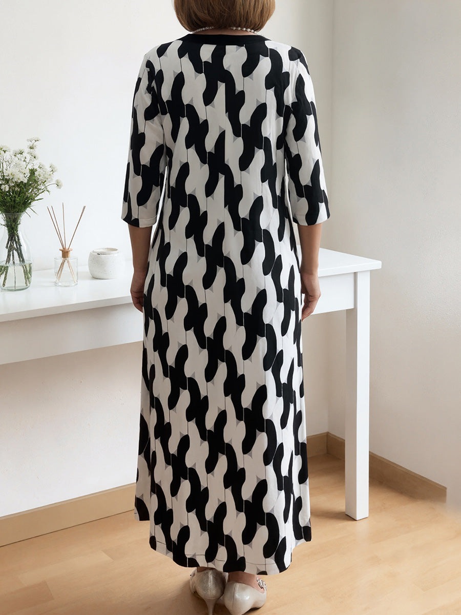 🌸Frühlingsangebot: 50% Rabatt!🔥 Lässig-schickes Maxikleid – V-Ausschnitt, halblange Ärmel, perfekt für jeden Tag ✨