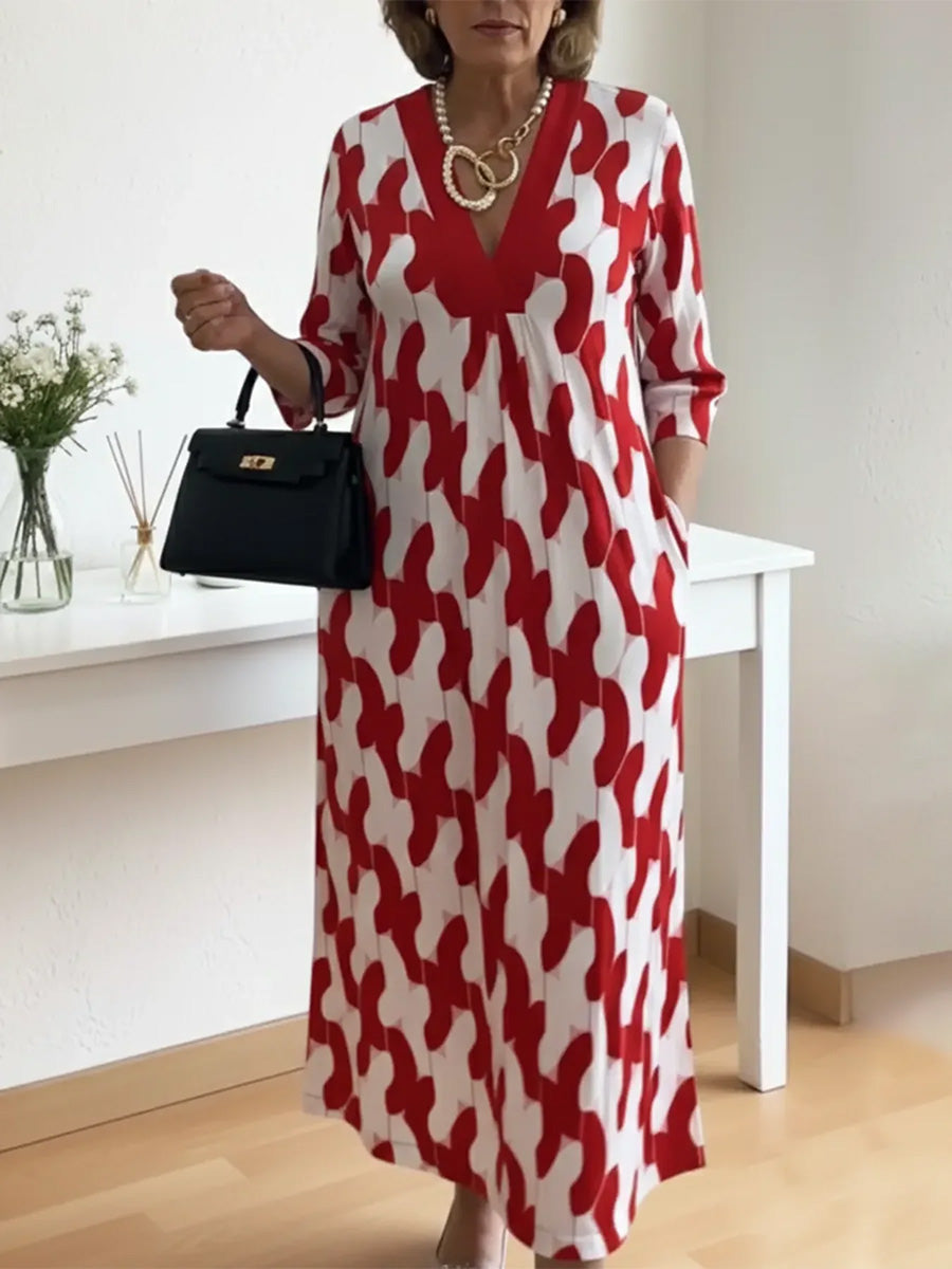 🌸Frühlingsangebot: 50% Rabatt!🔥 Lässig-schickes Maxikleid – V-Ausschnitt, halblange Ärmel, perfekt für jeden Tag ✨