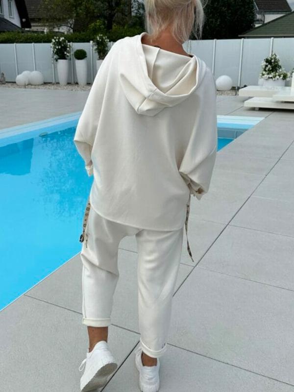 Zweiteiliges Damen-Kapuzenpulli-Set in Unifarben – Kuschelig weich, Moderner Lagenlook & Perfekte Alltagspassform 🧶