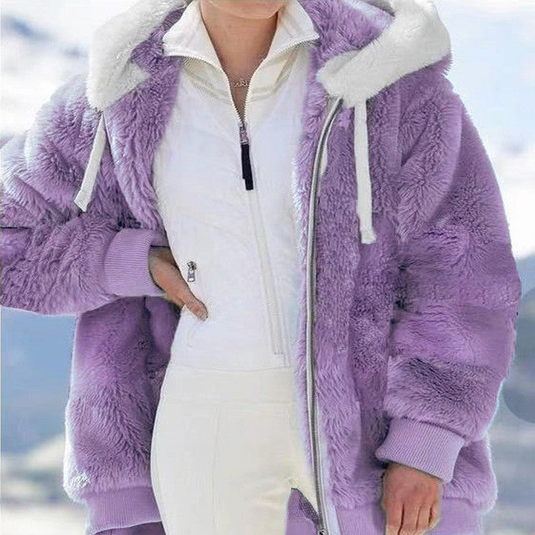 🎅Heiße Rabatte 50 % RABATT🔥Kapuzen-Fleecejacke mit Lammfellfutter🐑
