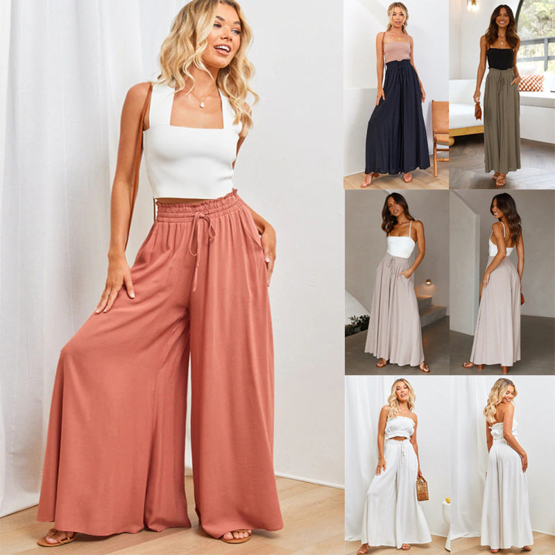 👖 50% RABATT JETZT! ✨ Unifarbene Marlene-Hose mit hohem Bund – Baumwollmischung, lockere Passform & verstellbarer Kordelzug 🌿