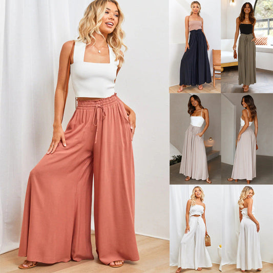👖 50% RABATT JETZT! ✨ Unifarbene Marlene-Hose mit hohem Bund – Baumwollmischung, lockere Passform & verstellbarer Kordelzug 🌿
