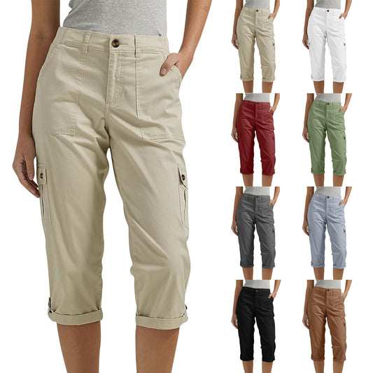 ⏰ 50 % RABATT – Nur für kurze Zeit 👖 Damen 7/8 Freizeithose ✨ Unifarben, Mit Praktischen Taschen & Bequemer Passform