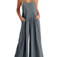 Ärmelloser Jumpsuit für Damen mit weitem Bein und Taschen