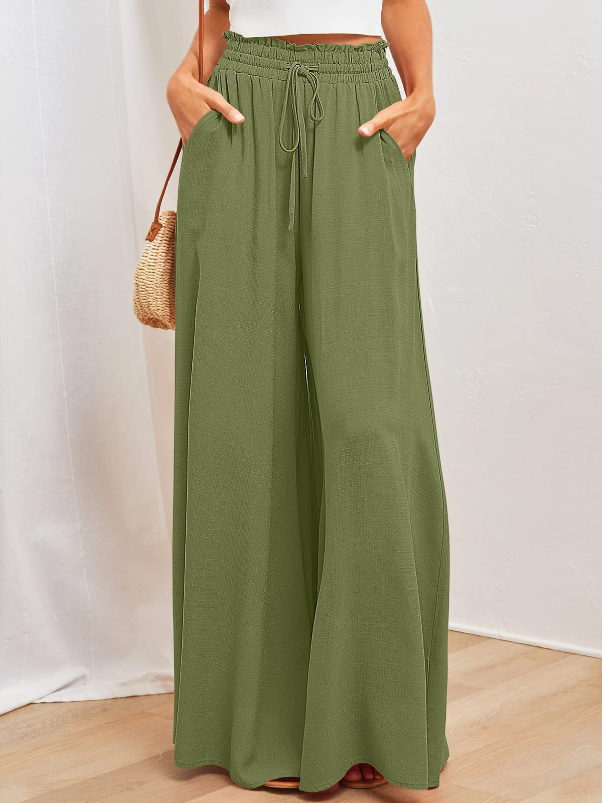 👖 50% RABATT JETZT! ✨ Unifarbene Marlene-Hose mit hohem Bund – Baumwollmischung, lockere Passform & verstellbarer Kordelzug 🌿