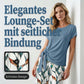 ⏰ 50 % RABATT – Nur für kurze Zeit ✨ Damen-Set: Oberteil mit seitlicher Bindung & stylische gemusterte Hose ✨ Sommerlook, bequem & modern