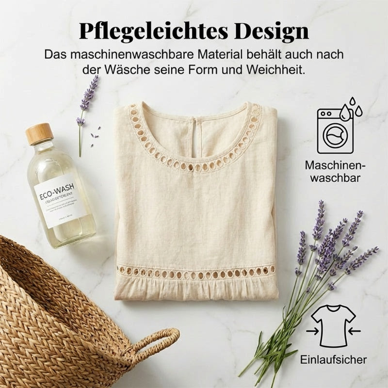 Midikleid aus Baumwolle und Leinen mit Lochstickerei
