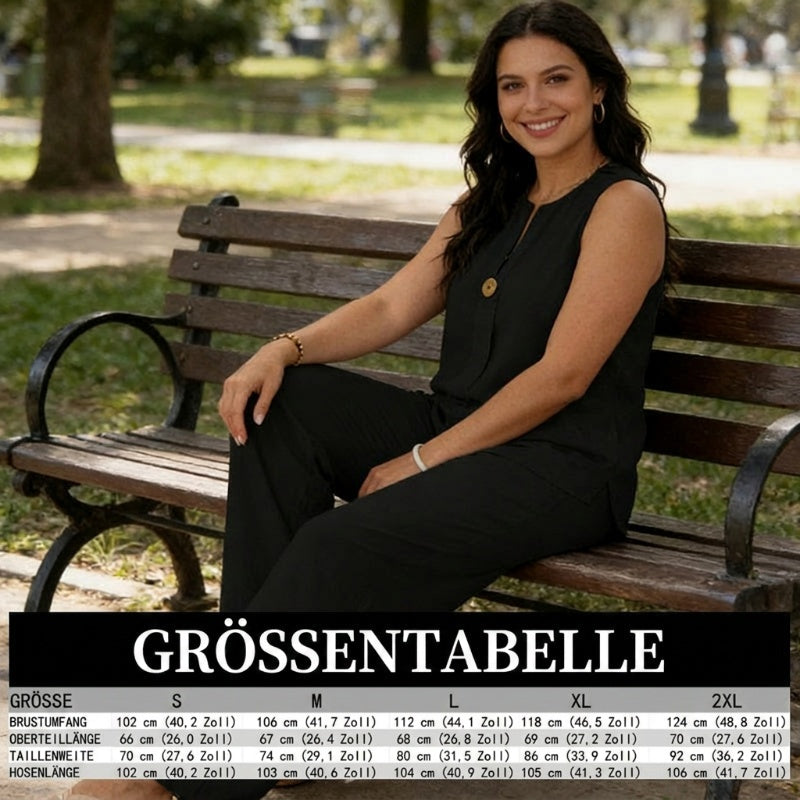 Minimalistisches, ärmelloses Oberteil & Hose mit weitem Bein