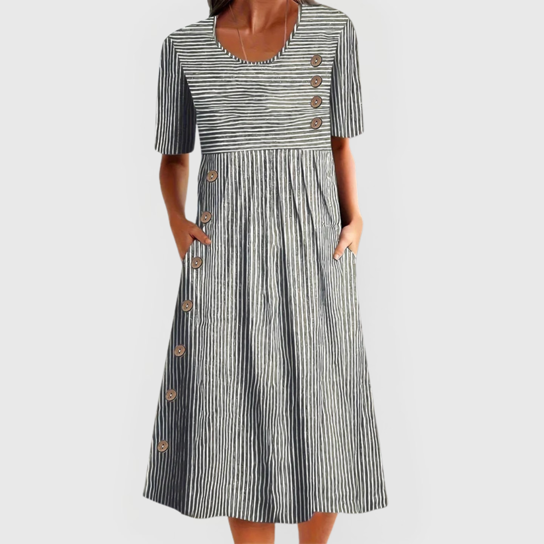 🔥 50% RABATT! 👗 Elegantes Damen Sommerkleid mit Streifenmuster – Bequemes Kleid mit Modernem Print