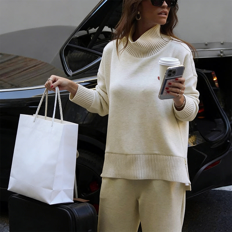 ⌛ Nur noch 3 Tage – 50 % auf alles! ⏰Sweatshirt mit hohem Kragen und seitlichem Reißverschluss & Hose im Set