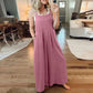 Ärmelloser Jumpsuit für Damen mit weitem Bein und Taschen